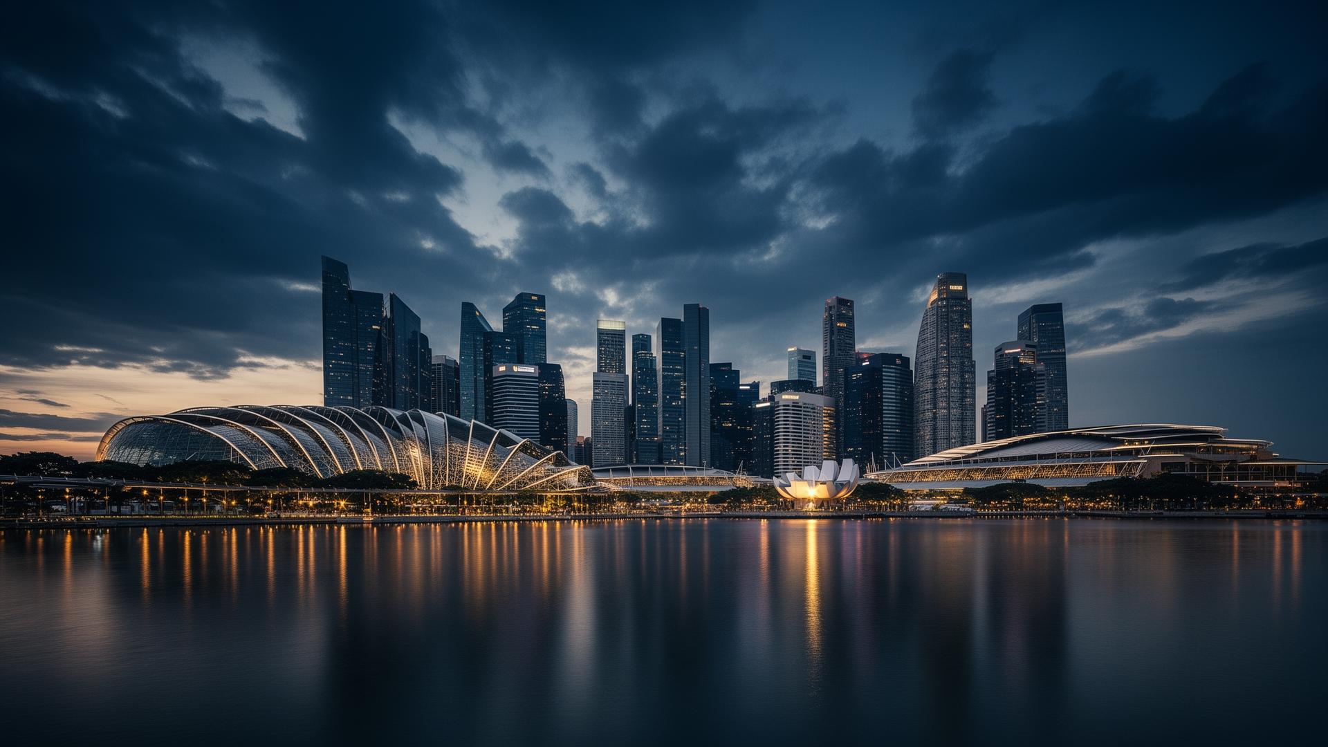 Singapore skyline at dusk